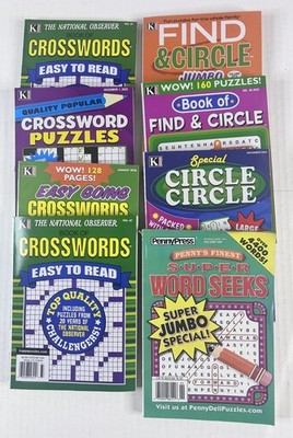 Kappa NEW Crossword & Find and Circle 7 Book Lot Plus 1 PennyPress Word Seeks