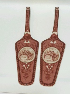 Ceramic Red & White Victorian Theme Cake/Pie Slice Set, Vintage Style, Pair