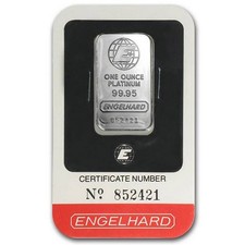 1 oz Engelhard Platinum Bar (w/ Assay) 2279.90 per troy oz