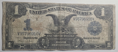 #ad #ad 1899 $1 Black Eagle Silver Certificate Note Teehee amp; Burke FR 233 V95796916V $165.00