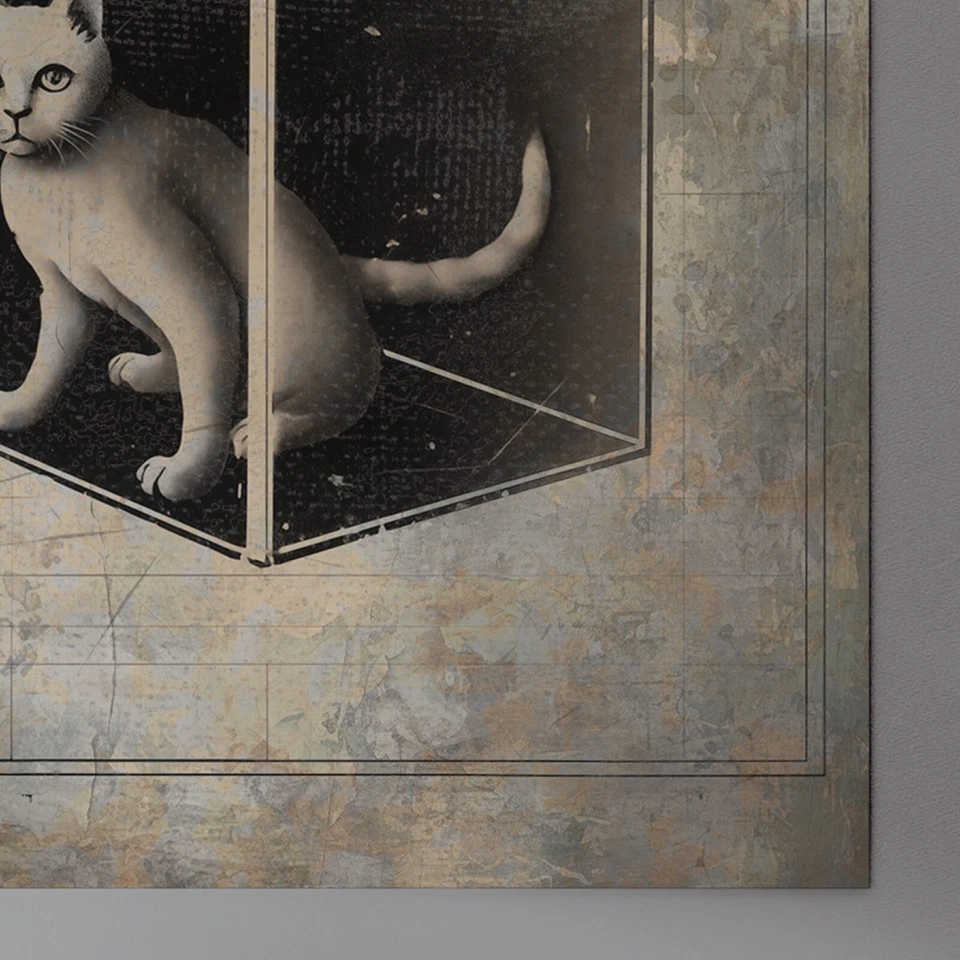 Arte de pared vintage para gato de Schrödinger, física cuántica ciencia matemáticas profesor decoración Foto 3 de 4