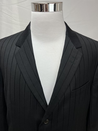 Paul Smith 46R Black Velvet Pinstripe Vented 3-Button Slim Wool Blazer Jacket - Picture 2 of 7