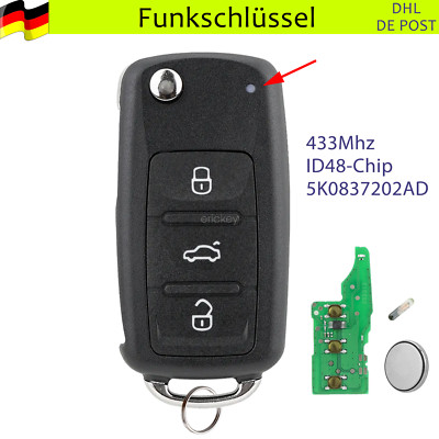 Funk Schlüssel 434MHz 5K0837202AD für VW Golf Polo Caddy Tiguan Touran Sharan