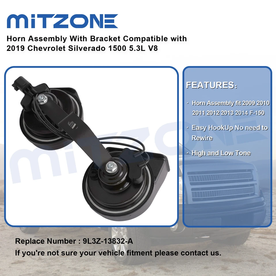 Cuerno de paso alto y bajo Mitzone con soporte para Escalade Suburban Tahoe Yukon Foto 4 de 4