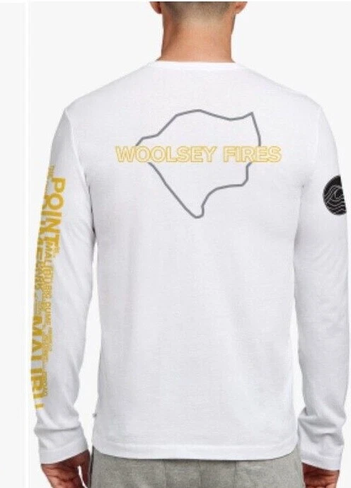 Standard James Perse men crew Neck T-Shirt White l/s Woolsey Fires mlj3352