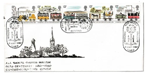 3/5/1980 UK GB Cover - All Saints Church Moulton Octo Centenary 1180 - 1980