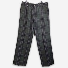 Dries Von Noten Checked Plaid Linen Cotton Green Tapered Pants Size 52