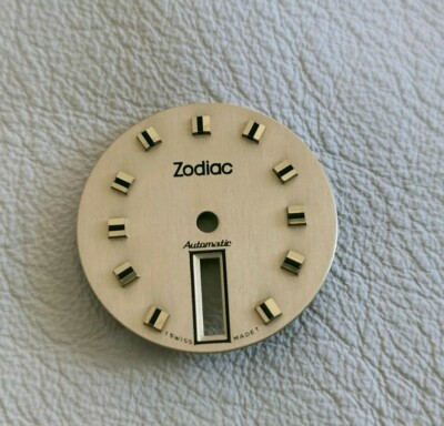 ZODIAC AUTOMATIK VINTAGE UHR ZIFFERBLATT QUADRANTE UHREN GOLDFARBEN 26,5mm 