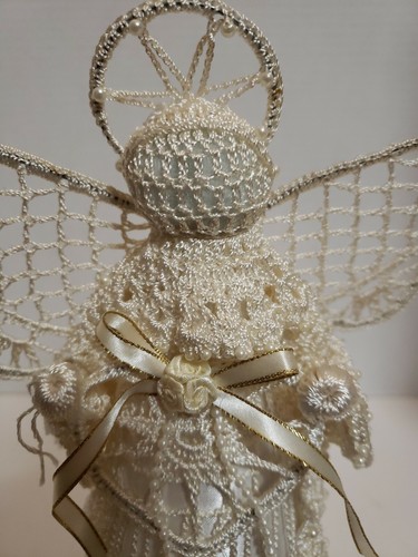 Vintage ANGEL 11" Crocheted Tree Topper - Picture 2 of 9