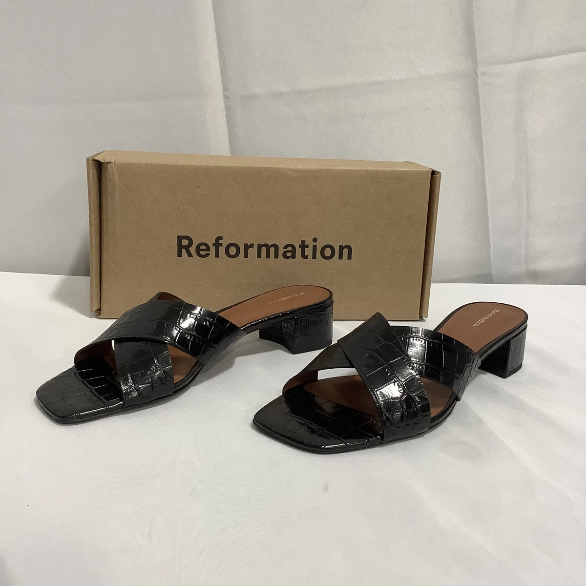 Kalyn croc heeled mules sale