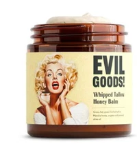EVILGOODS Whipped Beef Tallow and Manuka Honey Balm, 4oz, Unscented, Grass Fe...