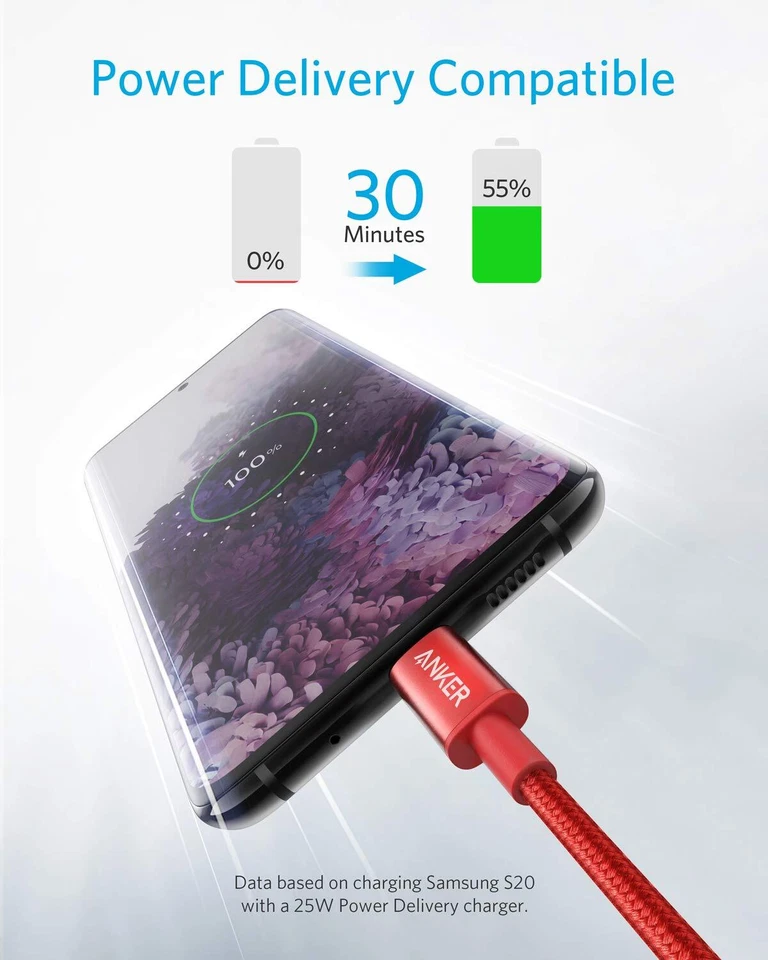 Anker USB C Cable, New Nylon USB C to USB C Cable (6ft, 2Pack) 60W USB C Charger - Image 2 of 4