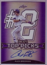 ALEX BREGMAN 2015 Leaf Metal Draft Top Picks Prismatic Purple AUTO RC #'d 15/15