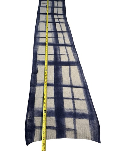 Amina Rubinacci Blue White Windows Abstract Art Cashmere Scarf Made In Italy - Picture 4 of 9