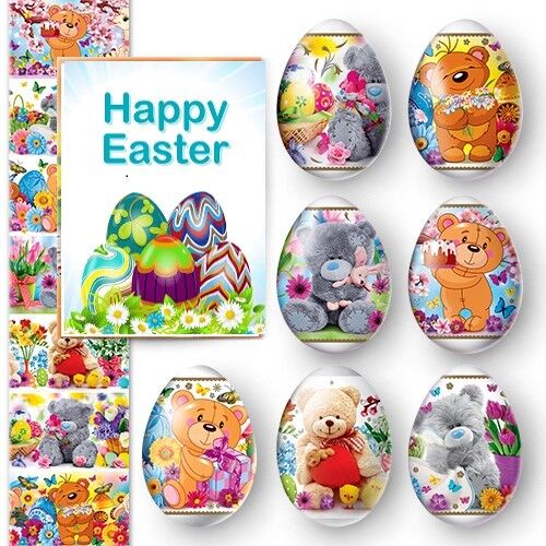 7 Adesivi Decorazione Uovo di Pasqua Manicotto Termoretraibile Avvolgente 52 Disegni Diversi - Foto 24 di 54