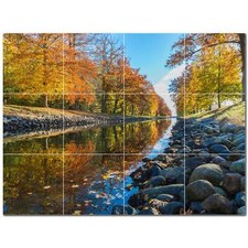 River Ceramic Tile Wall Mural PT500909. 32" W x 24" H 12 8x8 tiles