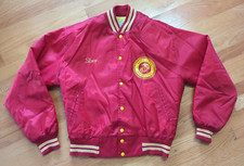 Vintage US Marines USMC Jacket Mens Large Red Yellow Satin Nylon Bomber Button