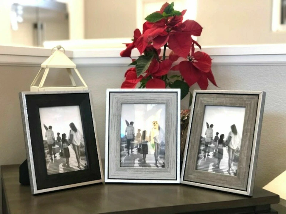 Rustic Picture Frames (3-Pack) - Distressed Industrial Frames 4x6 5x7 6x8 8x10 - Image 2 of 4