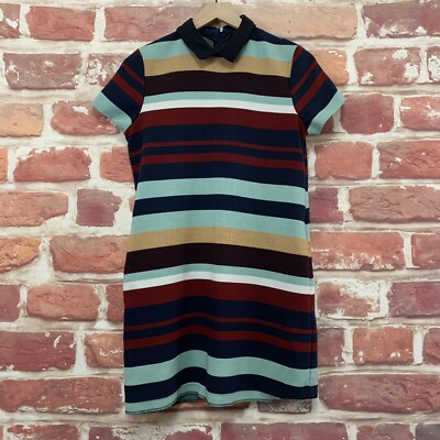 Zara Trafaluc Collection Dress Womens Small Multicolor Striped Casual Zip Up