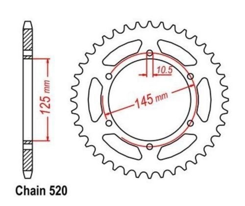 Couronne moto 46 dents chaîne 520 pour Yamaha XJ 600 N 1994-2003 en acier
