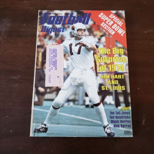 JIM HART Football Digest Magazine FEBBRAIO 1975 St. Louis Cardinals In perfette condizioni - Foto 1 di 2