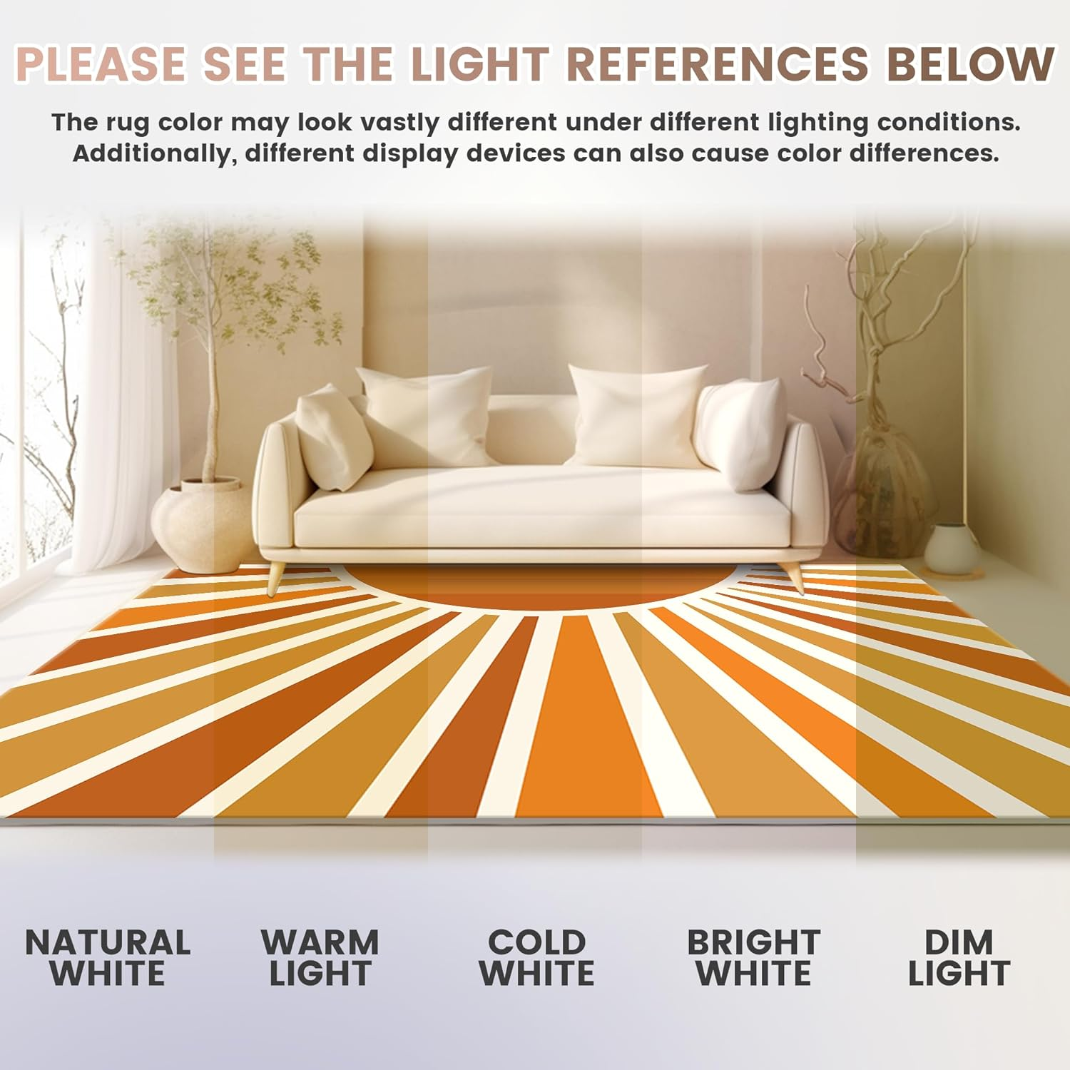 Machine Washable 9X12 Rug for Living Room, Sun Modern Abstract Boho