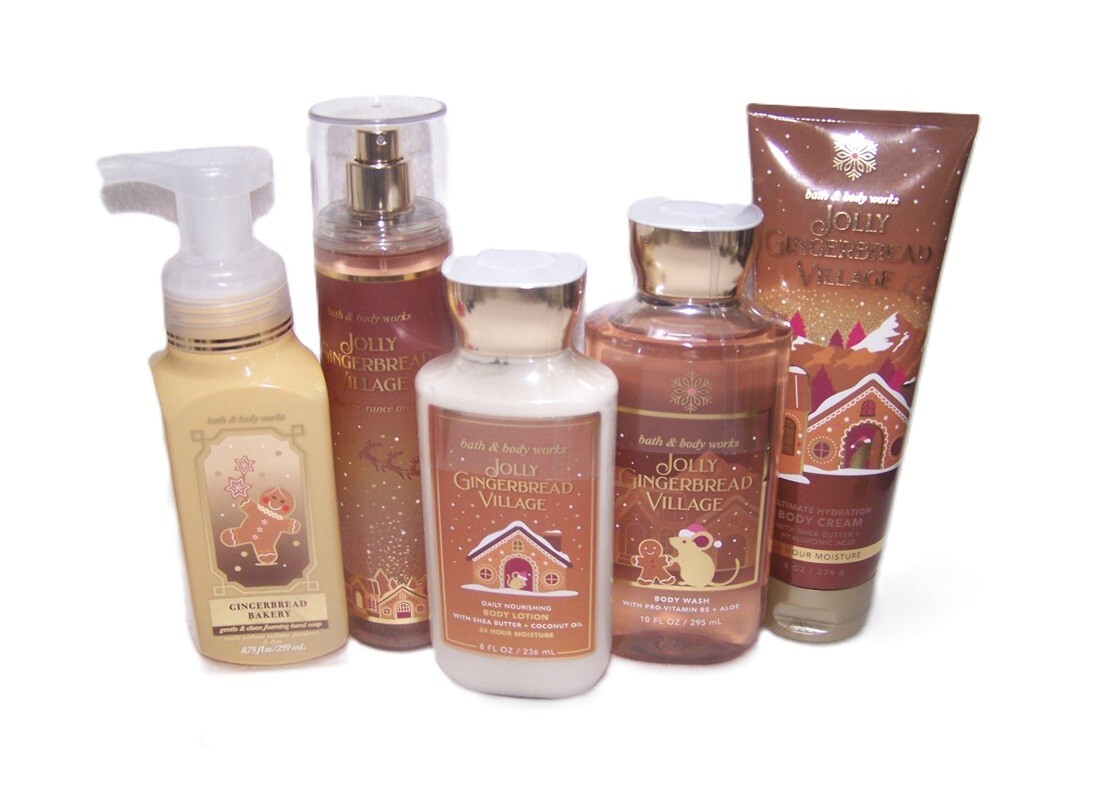 Bath & Body Works Jolly Gingerbread Village Set Lotion, Gel, Mist