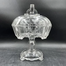 Vintage glass cover pedestal 14 inches tall