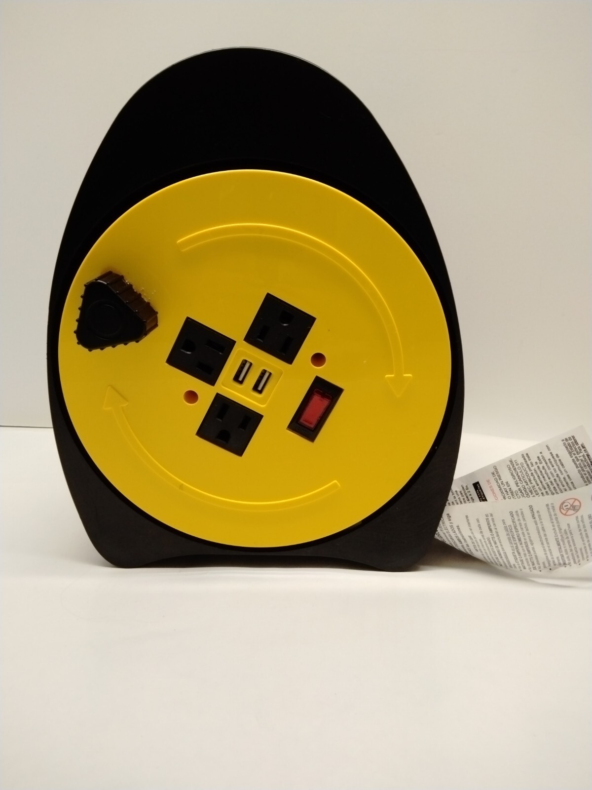 EXTENSION CORD REEL with 20 FT CORD Hand Wind Retractable 3 Outlets 2 USB New-image