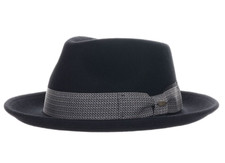 SCALA MENS BLACK WOOL FEDORA HAT 1 L NEW CRUSHABLE SNAP BRIM REPELS WATER