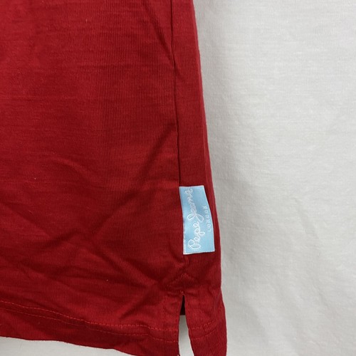 Pepe Jeans Shirt Adult Medium T-Shirt Short Sleeve Red White London Stripes NEW - Picture 9 of 10