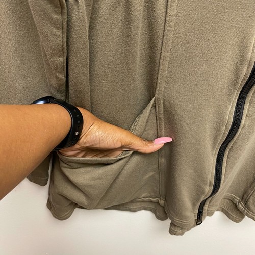 Cut Loose Womens Army Green Raglan Full Zip Elastic Waist Peplum Saddle Jacket M - Picture 3 of 8