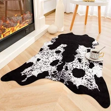 Rostyle Faux Cowhide Rug 3.6 x 2.3 Feet Cute Cow Hide Rug for Living Room Bed...