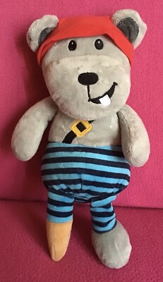Card Factory Smiley Pirat Wirbelbein grauer Bär weiches Plüschtier 8-11 Zoll