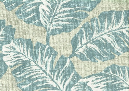 3 Yards Magnolia Fabric Blue Brown Leaves Cotton Drapery Upholstery - Picture 2 of 2