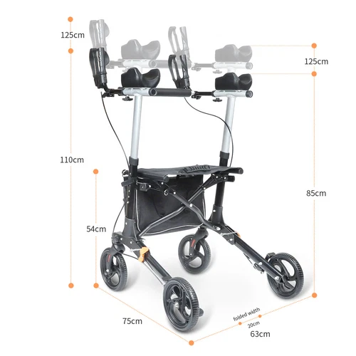 Upright Rollator Mobility Walker Folding Lightweight with Arm Support and Seat - Picture 7 of 13