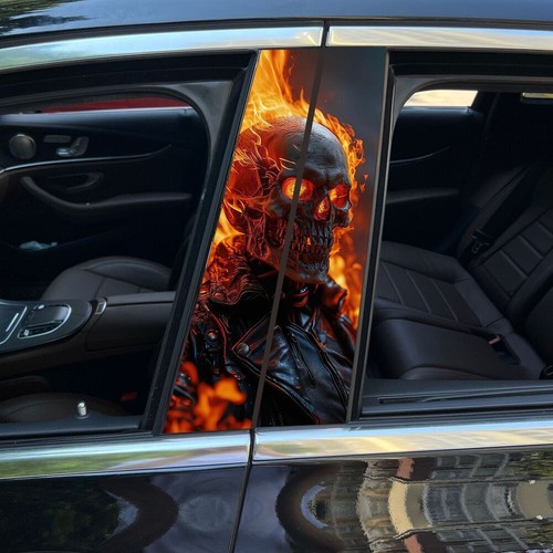 2PCS Skull Car Center Pillar Sticker B-Pillar Protective Film Decor Pillar Decal - Picture 4 of 43