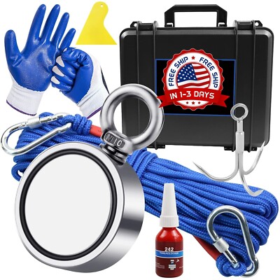 Kit de pesca con imán de doble cara con estuche para río lago playa y césped NEW