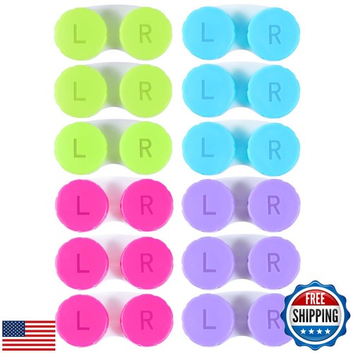 KISEER 12 Pack Colorful Contact Lens Case Box Holder Container Soak Storage K
