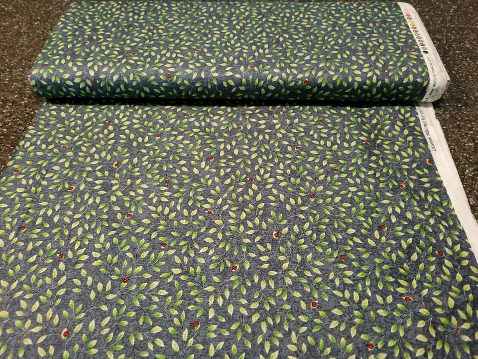 Hangin' Out BTY Stacey Yakula Acolchado Tesoros Rojo Dama Insecto Verde Hoja Gris Foto 3 de 3