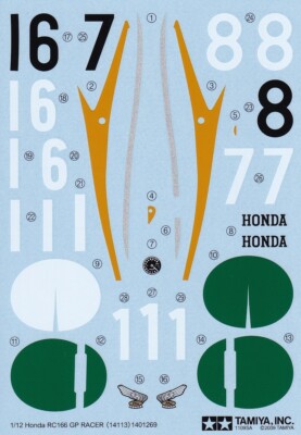 Tamiya Decals 1/12 HONDA RC166 GP RACER Item14113 from Japan
