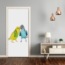 Removable Home Decor Door Wall Sticker Self Adhesive Bedroom Animals Budgies