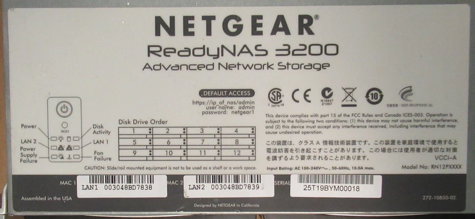 Netgear ReadyNAS 3200 iSCSI Network Storage Array NAS 6TB 2U Rack Mount - Image 3 of 3