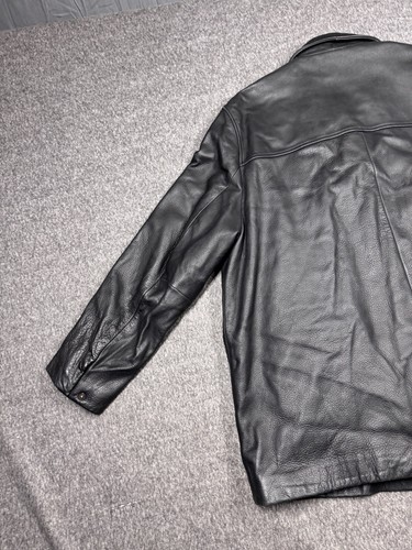 Brooks Brothers Leather Jacket Mens XL Black Button Wool Lined Collared - Picture 6 of 9