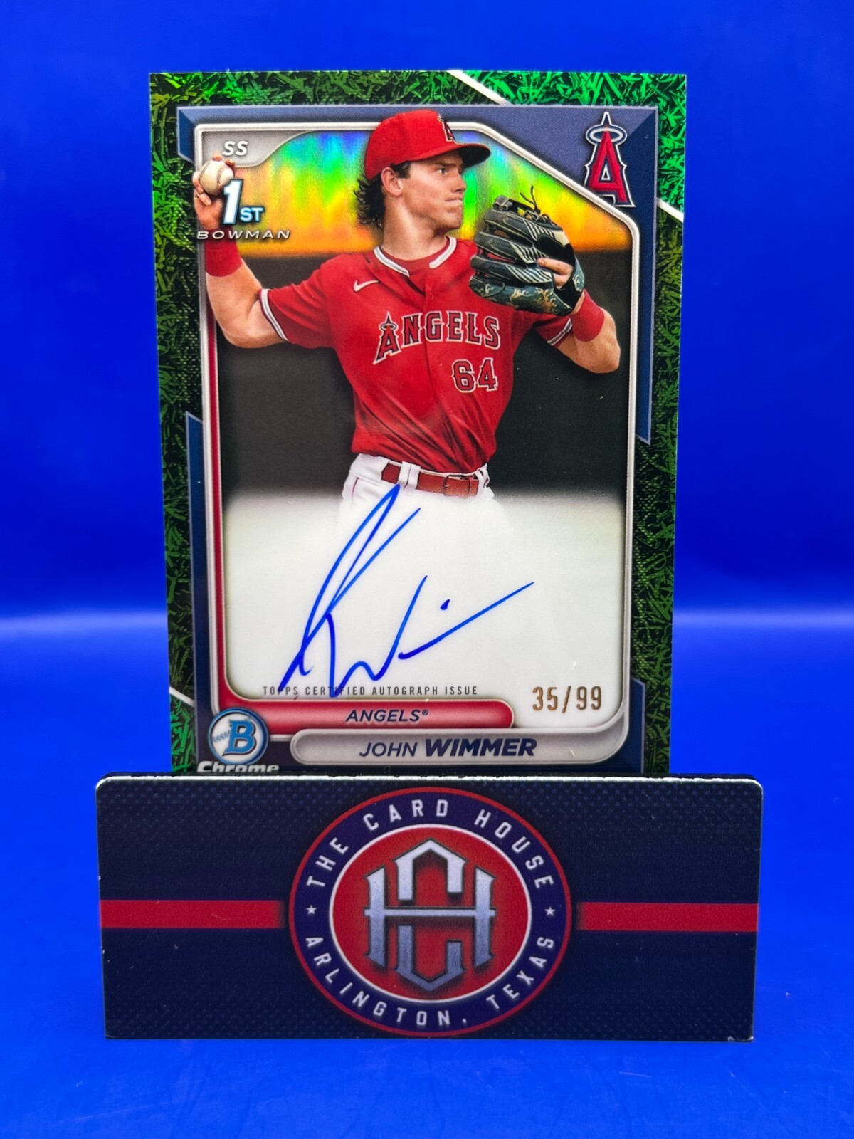 2024 Bowman Chrome John Wimmer 1st Green Grass Auto /99 LA Angels JM1