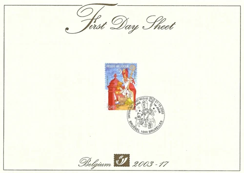 [FDS110] Belgium FDS 2003-17 Saint Nicholas First Day Sheet SUPERB