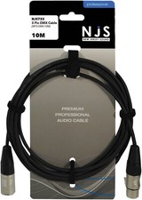 NJS Premium Professional XLR to XLR 3 Pin DMX Audio Cable Lead (10 Metre)