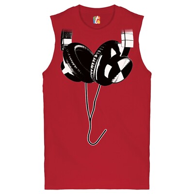 Huge Hanging Headphones Muscle Shirt DJ Music