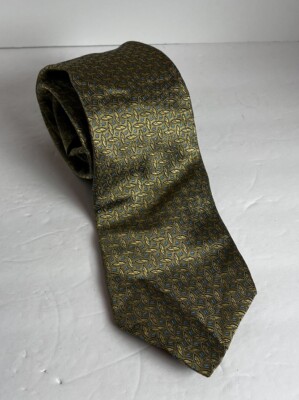 ENZO BELLA Extra Long GOLD Geometric SILK TIE - 61'' Long, 3 Wide