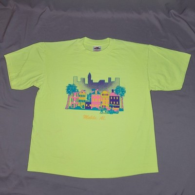 Vintage Mobile Alabama Shirt Mens Large Tee Jays Horse Carriage 90s Neon Skyline